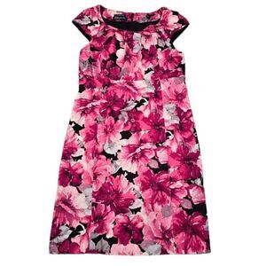 Jones New York Signature Stretch Dress Women's Size 8 Pink Floral Office Wedding